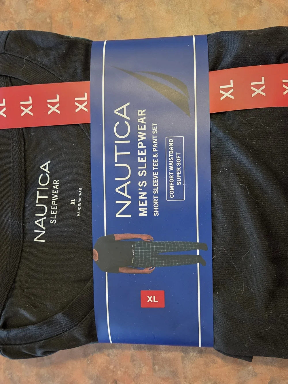 Nautica Men's Short Sleeve Sleep Tee & Pants Set - Black